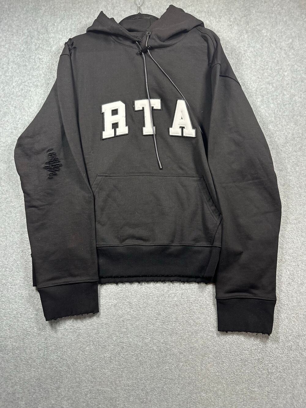 RTA Markus Collegiate Distressed Hoodie Men's 2XL University Black Oversized